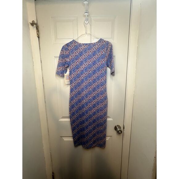 LuLaRoe Julia Women's Size XXS Half Sleeve Fourth Of July Themed Dress NWT - Picture 9 of 15